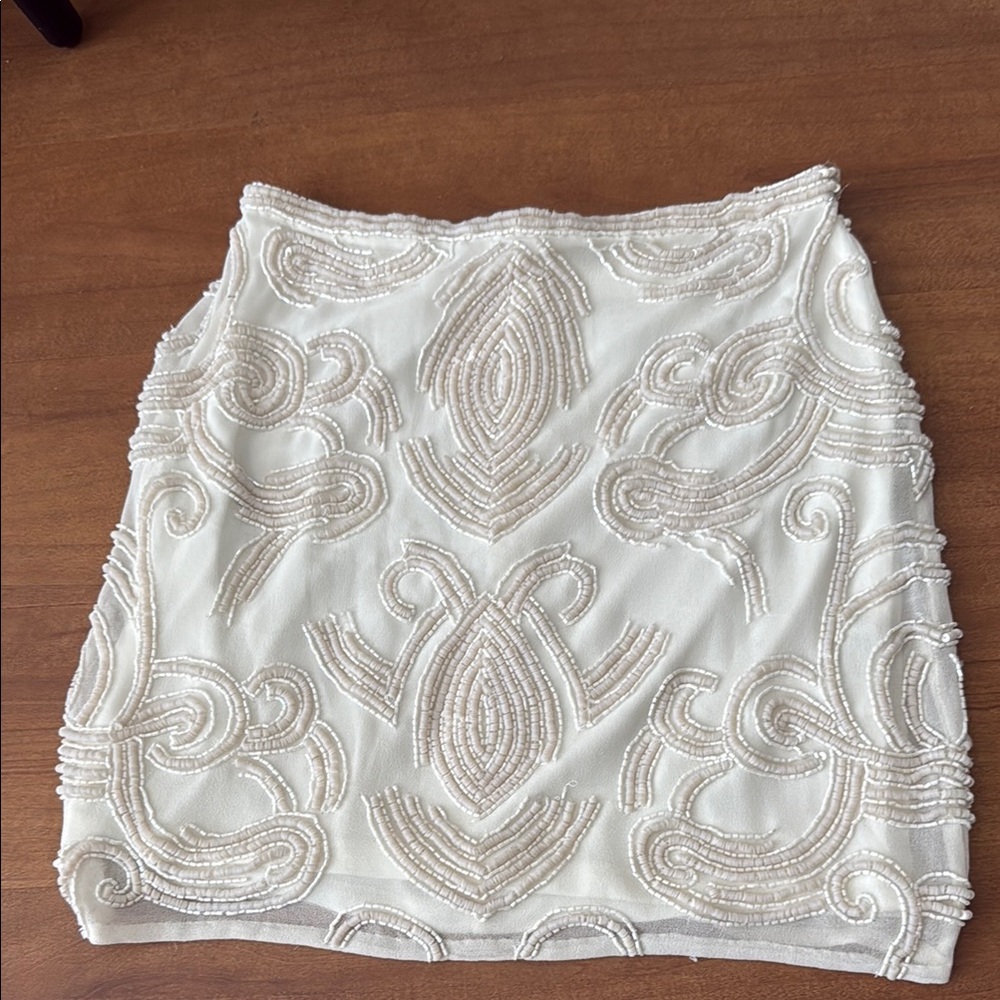 Yumi Kim Cream Beaded Mini Skirt